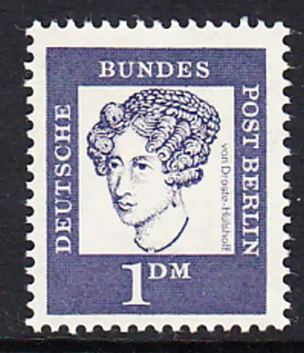 BERLIN 1961 Michel-Nummer 212 postfrisch EINZELMARKE - Bedeutende Deutsche: Annette Freiin von Droste-Hülshoff, Dichterin