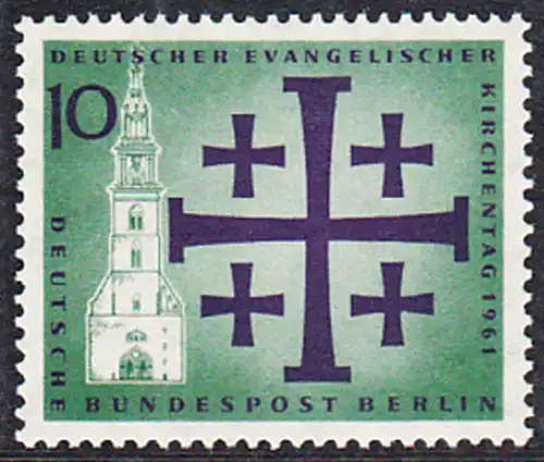 BERLIN 1961 Michel-Nummer 215 postfrisch EINZELMARKE - Deutscher Evangelischer Kirchentag, Berlin