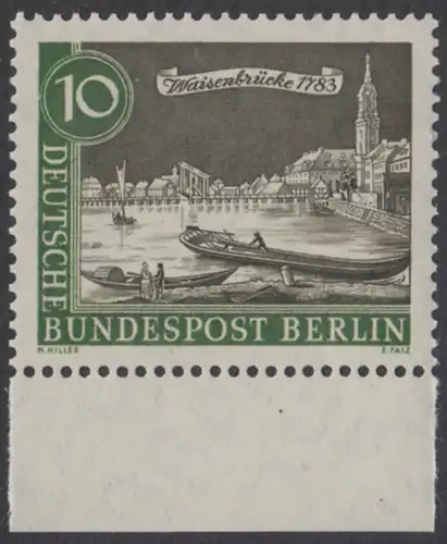 BERLIN 1962 Michel-Nummer 219 postfrisch EINZELMARKE RAND unten - Alt-Berlin: Waisenbrücke