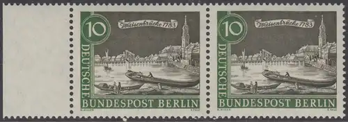 BERLIN 1962 Michel-Nummer 219 postfrisch horiz.PAAR RAND links - Alt-Berlin: Waisenbrücke