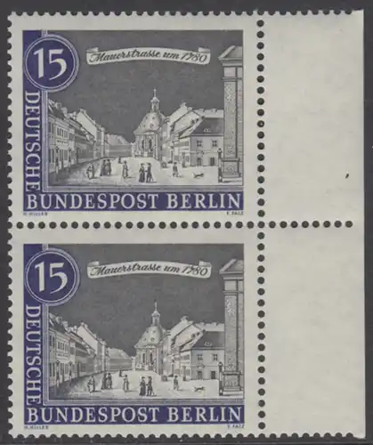 BERLIN 1962 Michel-Nummer 220 postfrisch vert.PAAR RAND rechts - Alt-Berlin: Mauerstraße