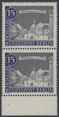 BERLIN 1962 Michel-Nummer 220 postfrisch vert.PAAR RAND unten - Alt-Berlin: Mauerstraße