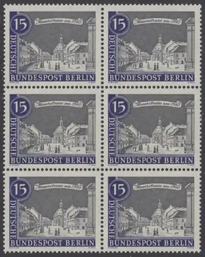 BERLIN 1962 Michel-Nummer 220 postfrisch vert.BLOCK(6) - Alt-Berlin: Mauerstraße