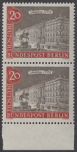 BERLIN 1962 Michel-Nummer 221 postfrisch vert.PAAR RAND unten - Alt-Berlin: Berliner Schloss