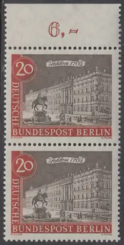 BERLIN 1962 Michel-Nummer 221 postfrisch vert.PAAR RAND oben - Alt-Berlin: Berliner Schloss