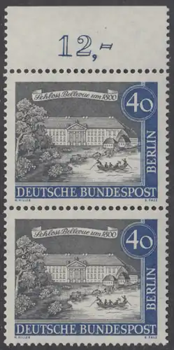 BERLIN 1962 Michel-Nummer 223 postfrisch vert.PAAR RAND oben - Alt-Berlin: Schloss Bellevue