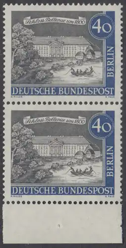 BERLIN 1962 Michel-Nummer 223 postfrisch vert.PAAR RAND unten - Alt-Berlin: Schloss Bellevue
