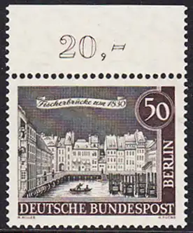 BERLIN 1962 Michel-Nummer 224 postfrisch EINZELMARKE RAND oben - Alt-Berlin: Fischerbrücke