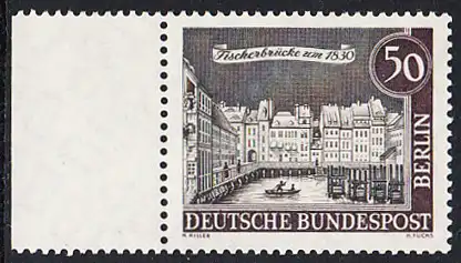 BERLIN 1962 Michel-Nummer 224 postfrisch EINZELMARKE RAND links - Alt-Berlin: Fischerbrücke