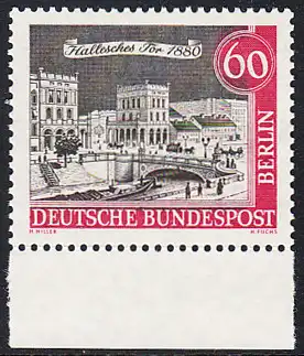 BERLIN 1962 Michel-Nummer 225 postfrisch EINZELMARKE RAND unten - Alt-Berlin: Hallesches Tor