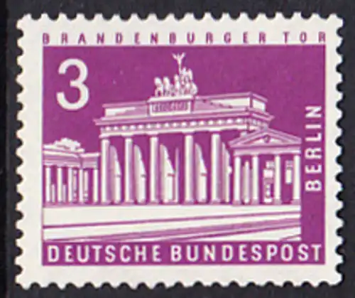 BERLIN 1963 Michel-Nummer 231 postfrisch EINZELMARKE - Berliner Stadtbilder: Brandenburger Tor