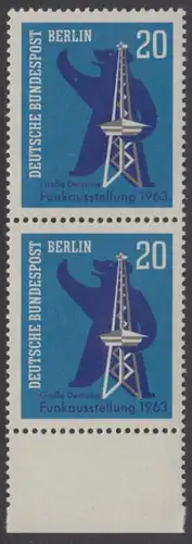 BERLIN 1963 Michel-Nummer 232 postfrisch vert.PAAR RAND unten - Große Deutsche Funkausstellung, Berlin