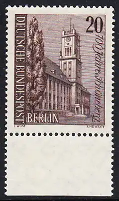 BERLIN 1964 Michel-Nummer 233 postfrisch EINZELMARKE RAND unten - Schöneberg, Rathaus