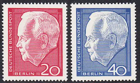 BERLIN 1964 Michel-Nummer 234-235 postfrisch SATZ(2) EINZELMARKEN - Wiederwahl des Bundespräsidenten Heinrich Lübke