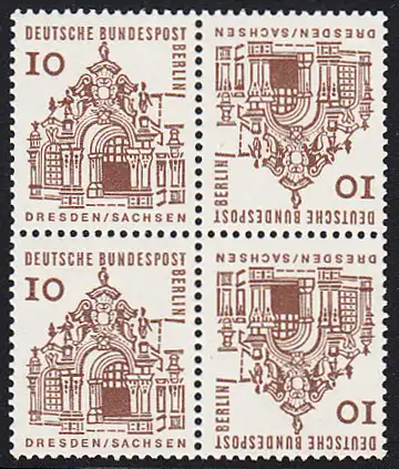 BERLIN 1964 Michel-Nummer 242_K4 postfrisch BLOCK (K4) - Deutsche Bauwerke aus zwölf Jahrhunderten: Wallpavillon des Zwingers, Dresden
