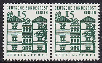 BERLIN 1964 Michel-Nummer 243 postfrisch horiz.PAAR - Deutsche Bauwerke aus zwölf Jahrhunderten: Schoss Tegel, Berlin