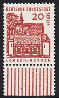 BERLIN 1964 Michel-Nummer 244 postfrisch EINZELMARKE RAND unten - Deutsche Bauwerke aus zwölf Jahrhunderten: Torhalle Lorsch