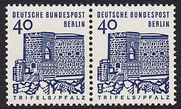 BERLIN 1964 Michel-Nummer 245 postfrisch horiz.PAAR - Deutsche Bauwerke aus zwölf Jahrhunderten: Burg Trifels in der Pfalz