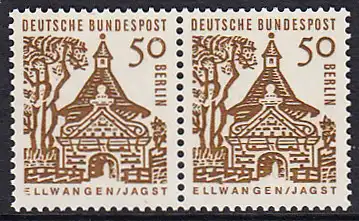 BERLIN 1964 Michel-Nummer 246 postfrisch horiz.PAAR - Deutsche Bauwerke aus zwölf Jahrhunderten: Schlosstor, Ellwangen (Jagst)