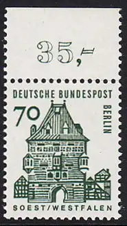 BERLIN 1964 Michel-Nummer 248 postfrisch EINZELMARKE RAND oben - Deutsche Bauwerke aus zwölf Jahrhunderten: Osthofentor, Soest