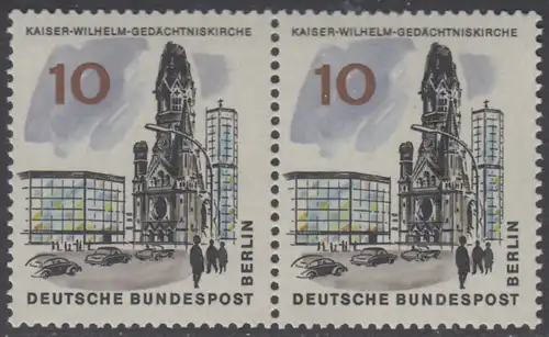 BERLIN 1965 Michel-Nummer 254 postfrisch horiz.PAAR - Das neue Berlin: Kaiser-Wilhelm-Gedächtniskirche