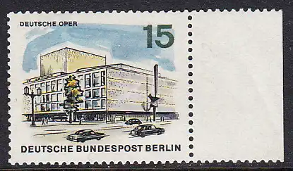 BERLIN 1965 Michel-Nummer 255 postfrisch EINZELMARKE RAND rechts (b) - Das neue Berlin: Deutsche Oper