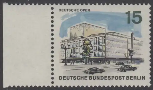 BERLIN 1965 Michel-Nummer 255 postfrisch EINZELMARKE RAND links (a01) - Das neue Berlin: Deutsche Oper