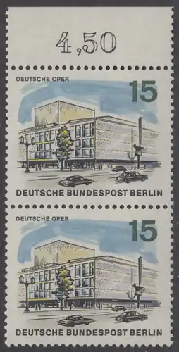 BERLIN 1965 Michel-Nummer 255 postfrisch vert.PAAR RAND oben - Das neue Berlin: Deutsche Oper