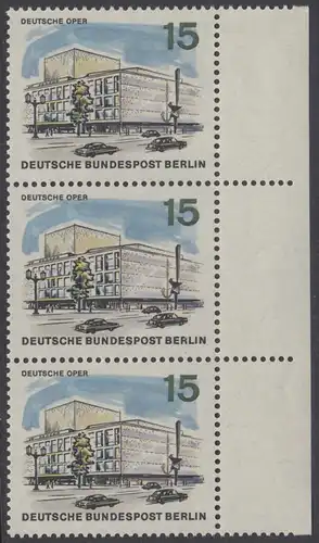 BERLIN 1965 Michel-Nummer 255 postfrisch vert.STRIP(3) RAND rechts - Das neue Berlin: Deutsche Oper