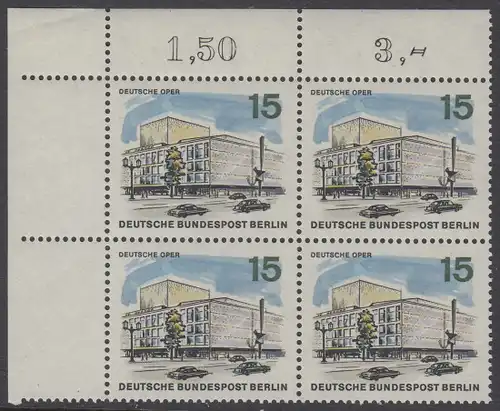 BERLIN 1965 Michel-Nummer 255 postfrisch BLOCK ECKRAND oben links - Das neue Berlin: Deutsche Oper