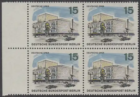 BERLIN 1965 Michel-Nummer 255 postfrisch BLOCK RÄNDER links (a01) - Das neue Berlin: Deutsche Oper