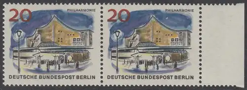 BERLIN 1965 Michel-Nummer 256 postfrisch horiz.PAAR RAND rechts - Das neue Berlin: Neue Philharmonie