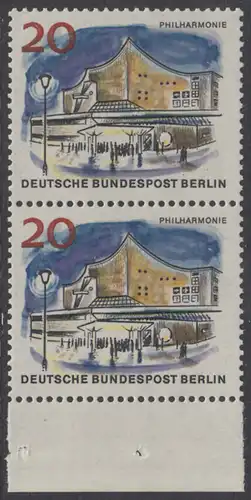 BERLIN 1965 Michel-Nummer 256 postfrisch vert.PAAR RAND unten - Das neue Berlin: Neue Philharmonie