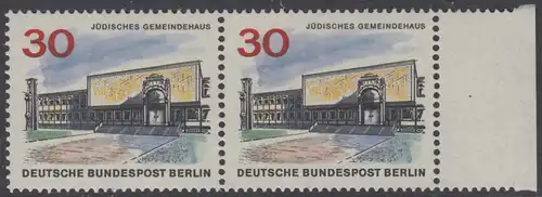 BERLIN 1965 Michel-Nummer 257 postfrisch horiz.PAAR RAND rechts - Das neue Berlin: Jüdisches Gemeindehaus