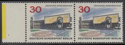 BERLIN 1965 Michel-Nummer 257 postfrisch horiz.PAAR RAND links (a01) - Das neue Berlin: Jüdisches Gemeindehaus
