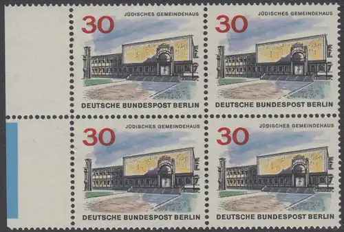 BERLIN 1965 Michel-Nummer 257 postfrisch BLOCK RÄNDER links (a01) - Das neue Berlin: Jüdisches Gemeindehaus