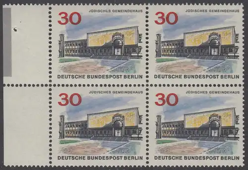 BERLIN 1965 Michel-Nummer 257 postfrisch BLOCK RÄNDER links (a02) - Das neue Berlin: Jüdisches Gemeindehaus