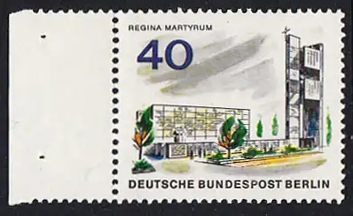 BERLIN 1965 Michel-Nummer 258 postfrisch EINZELMARKE RAND links - Das neue Berlin: Gedenkstätte Regina Martyrum