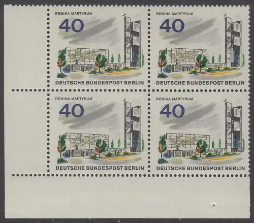 BERLIN 1965 Michel-Nummer 258 postfrisch BLOCK ECKRAND unten links - Das neue Berlin: Gedenkstätte Regina Martyrum