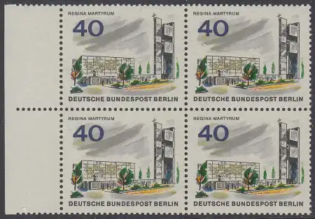 BERLIN 1965 Michel-Nummer 258 postfrisch BLOCK RÄNDER links - Das neue Berlin: Gedenkstätte Regina Martyrum