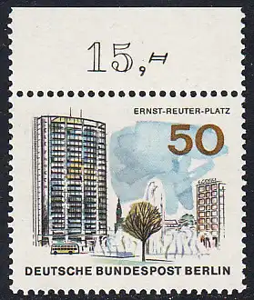 BERLIN 1965 Michel-Nummer 259 postfrisch EINZELMARKE RAND oben - Das neue Berlin: Ernst-Reuter-Platz