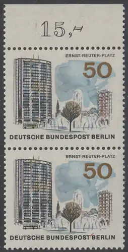 BERLIN 1965 Michel-Nummer 259 postfrisch vert.PAAR RAND oben - Das neue Berlin: Ernst-Reuter-Platz