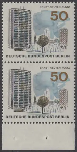 BERLIN 1965 Michel-Nummer 259 postfrisch vert.PAAR RAND unten - Das neue Berlin: Ernst-Reuter-Platz