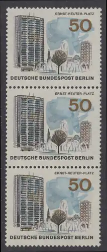 BERLIN 1965 Michel-Nummer 259 postfrisch vert.STRIP(3) - Das neue Berlin: Ernst-Reuter-Platz