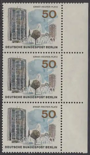 BERLIN 1965 Michel-Nummer 259 postfrisch vert.STRIP(3) RAND rechts - Das neue Berlin: Ernst-Reuter-Platz