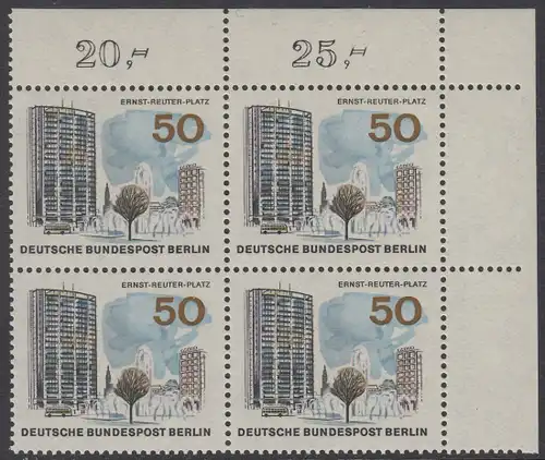 BERLIN 1965 Michel-Nummer 259 postfrisch BLOCK ECKRAND oben rechts - Das neue Berlin: Ernst-Reuter-Platz