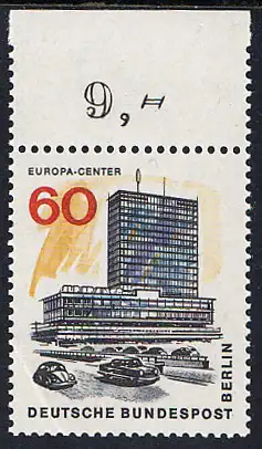 BERLIN 1965 Michel-Nummer 260 postfrisch EINZELMARKE RAND oben (b) - Das neue Berlin: Europa-Center