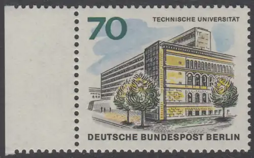 BERLIN 1965 Michel-Nummer 261 postfrisch EINZELMARKE RAND links - Das neue Berlin: Technische Universität Berlin-Charlottenburg