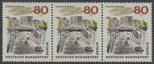 BERLIN 1965 Michel-Nummer 262 postfrisch horiz.STRIP(3) - Das neue Berlin: Stadtautobahn