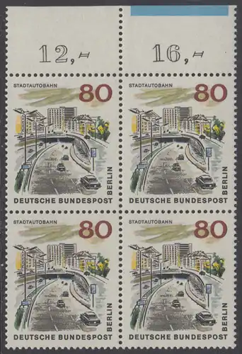 BERLIN 1965 Michel-Nummer 262 postfrisch BLOCK RÄNDER oben (a01) - Das neue Berlin: Stadtautobahn
